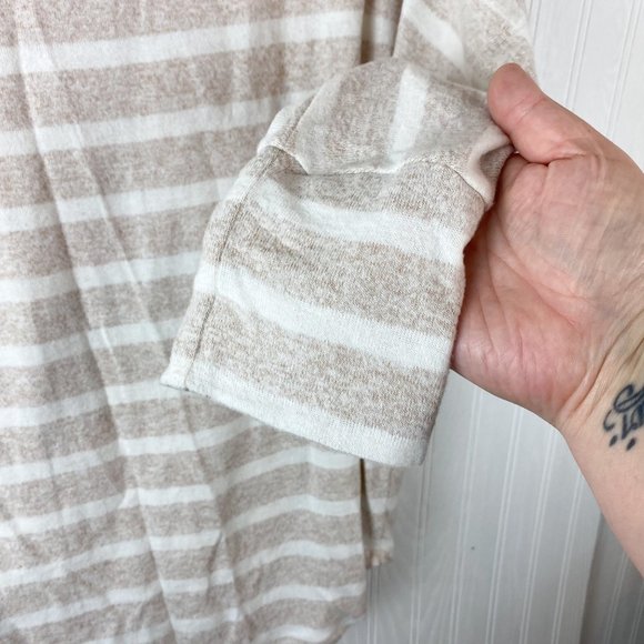Market & Spruce Tan and White stripe top size Large - Picture 6 of 6